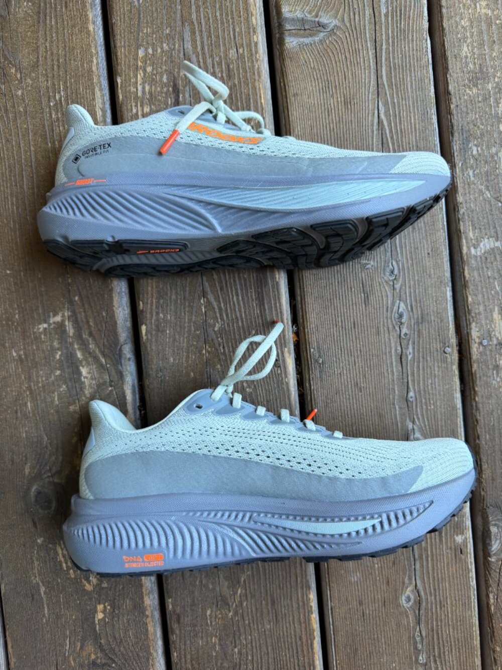 BROOKS Ghost 17 GTX Smoke-Primer Gray-Orange Running Shoes in Men's 9.5 - Picture 8 of 14